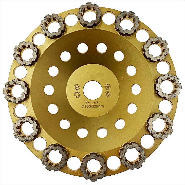 Diamond grinding cup wheels for concrete crown column segments